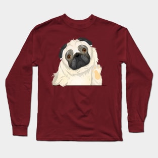 Cute Pug Dog Waving Hand Long Sleeve T-Shirt